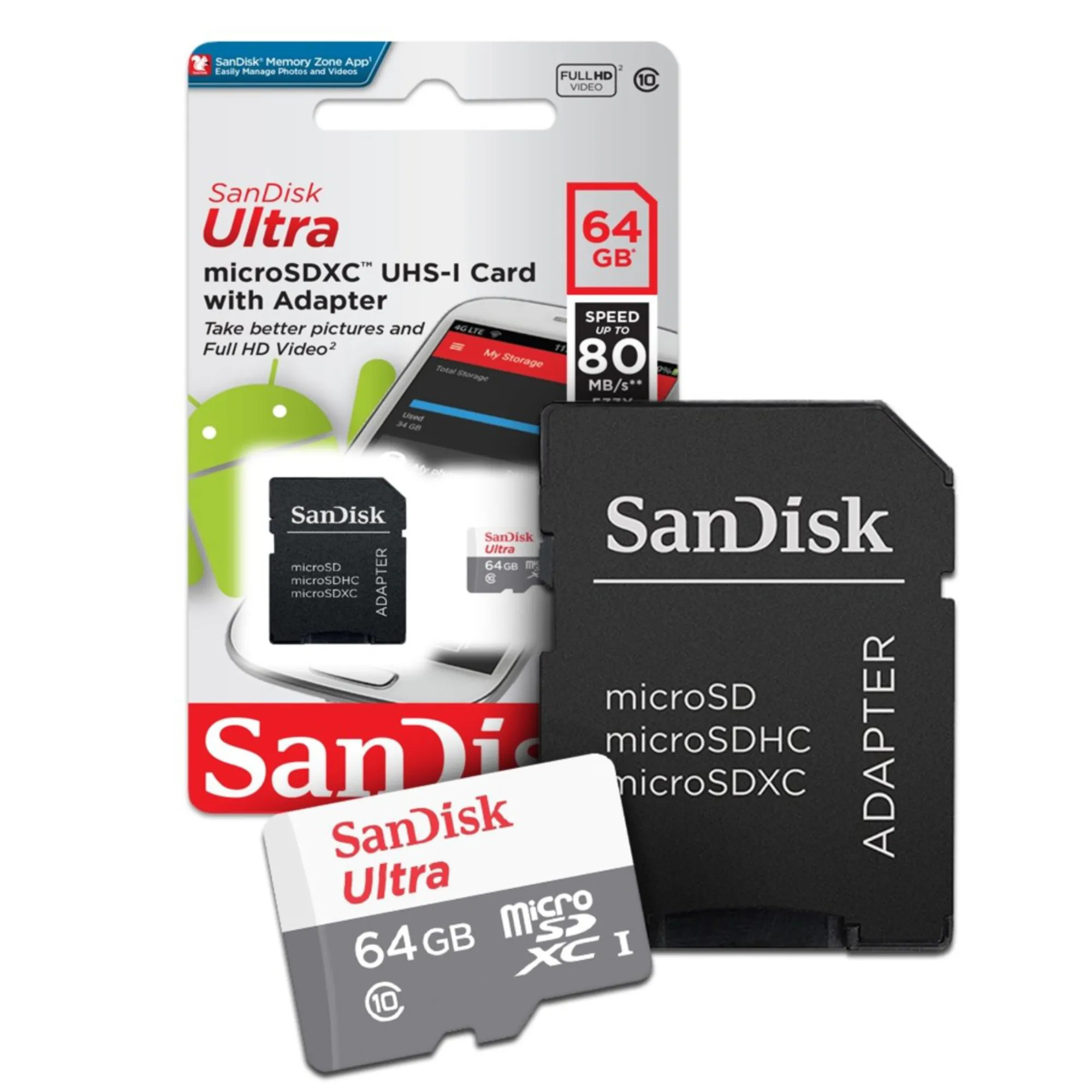 Cartão de Memória SanDisk 64GB Classe 10 MicroSDHC com Adaptador - Imagem 2