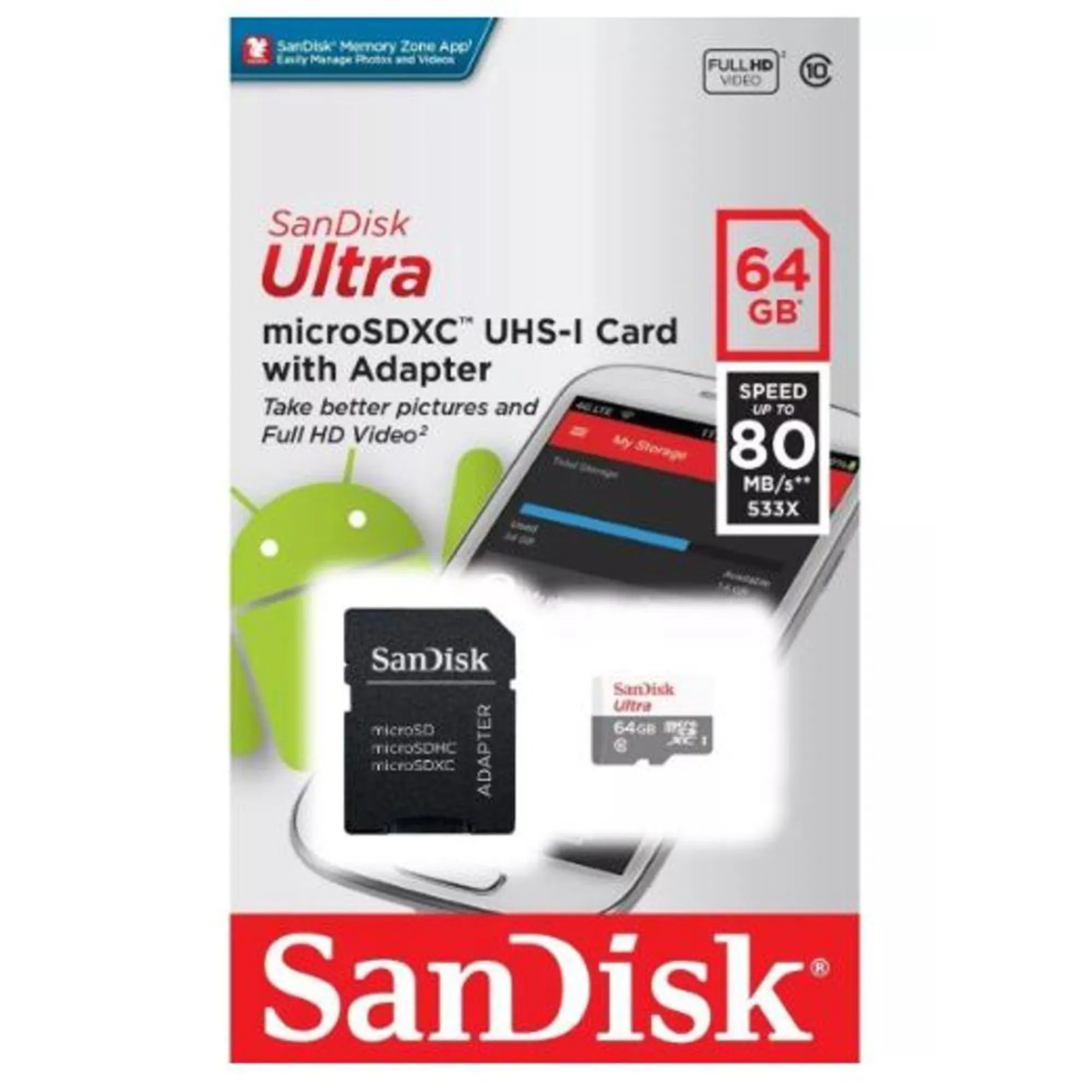 Cartão de Memória SanDisk 64GB Classe 10 MicroSDHC com Adaptador - Imagem 8