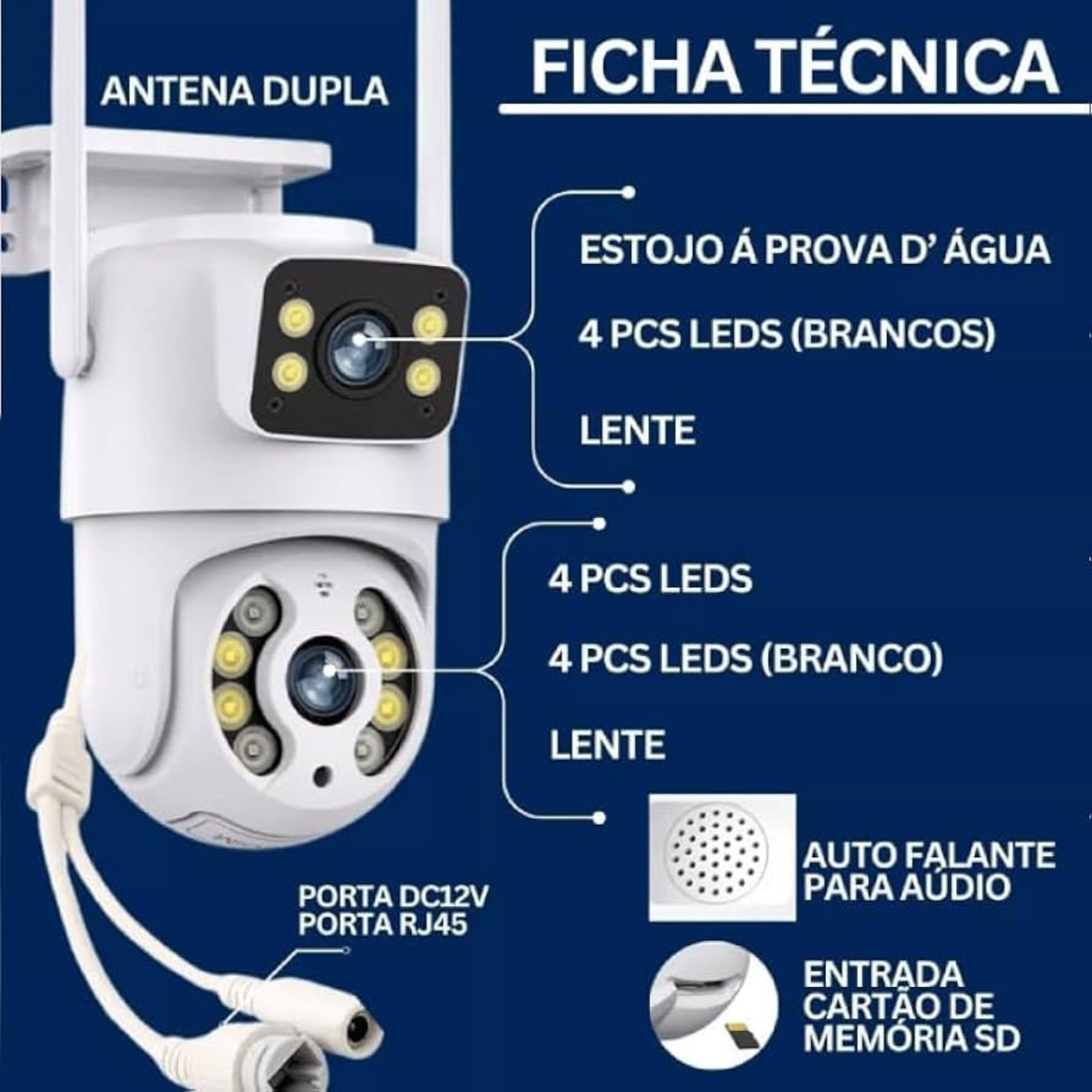 Câmera de Segurança WiFi Mini Speed Visão Dupla Inteligente Áudio Bidirecional - Imagem 3