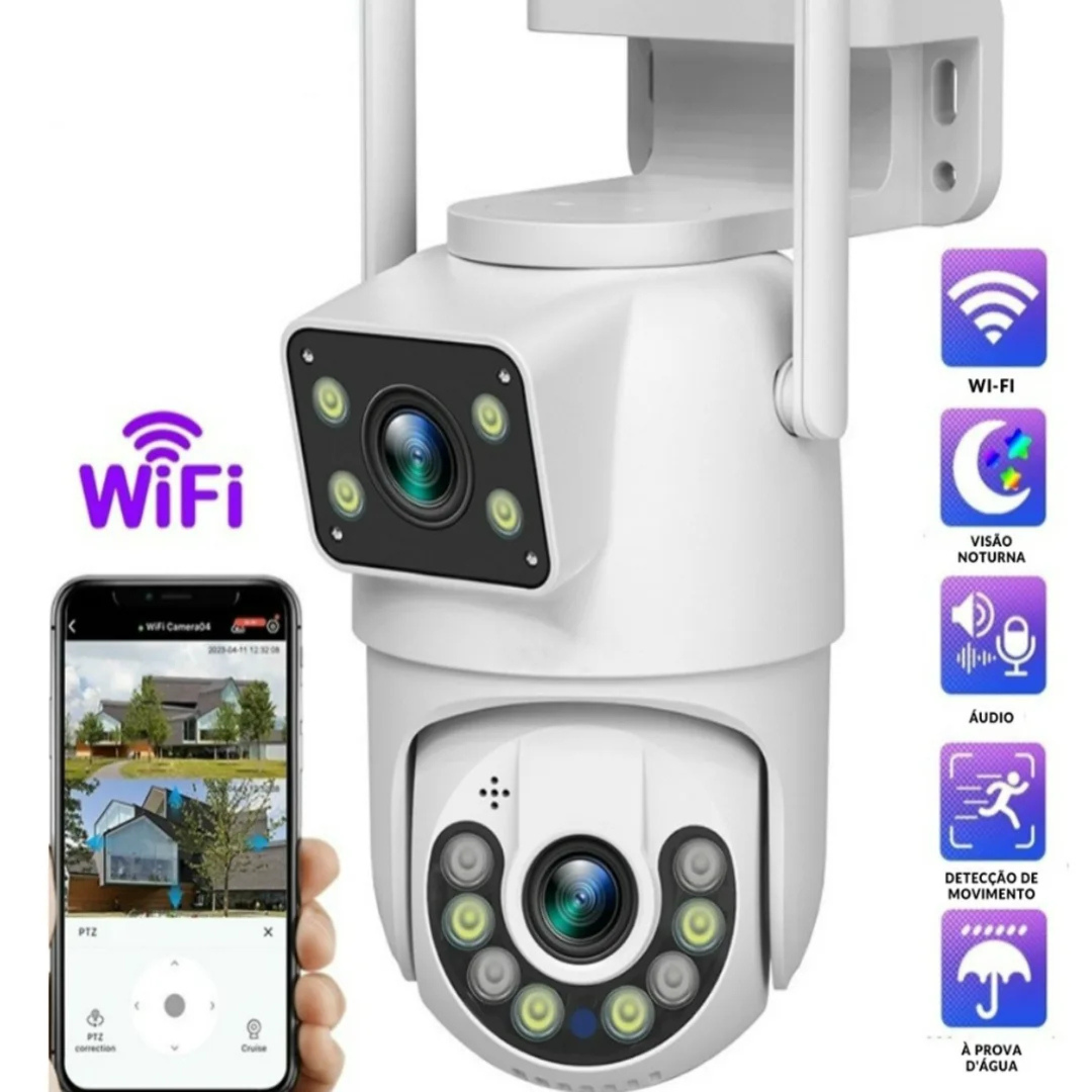 Câmera de Segurança WiFi Mini Speed Visão Dupla Inteligente Áudio Bidirecional - Imagem 7