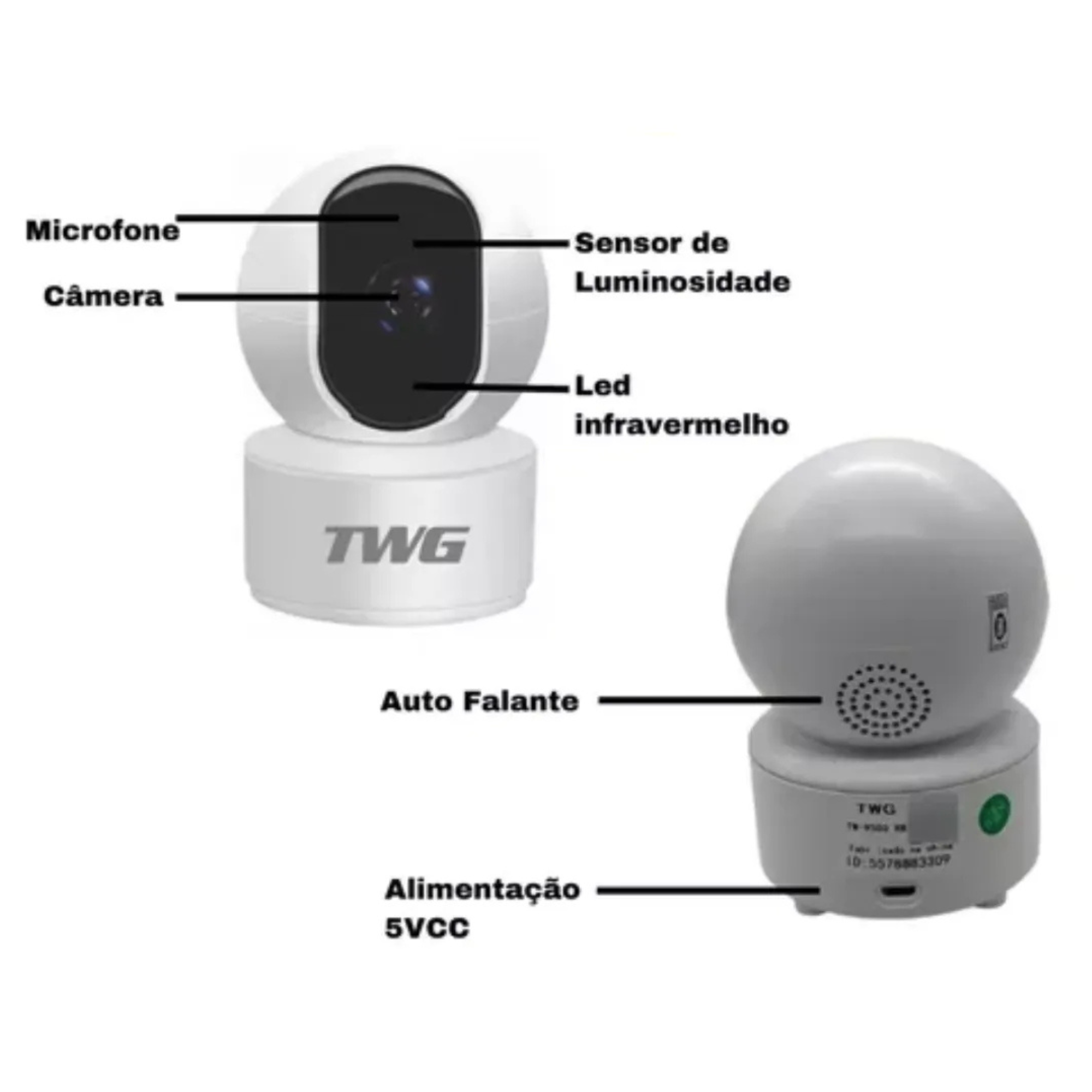 Câmera de Segurança WiFi Robozinho Speed TWG 9500 RB Rotação 360° Visão Noturna - Imagem 3